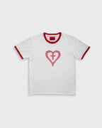 Cross Heart Ringer Cropped Tee