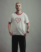 Cross Heart Ringer Cropped Tee